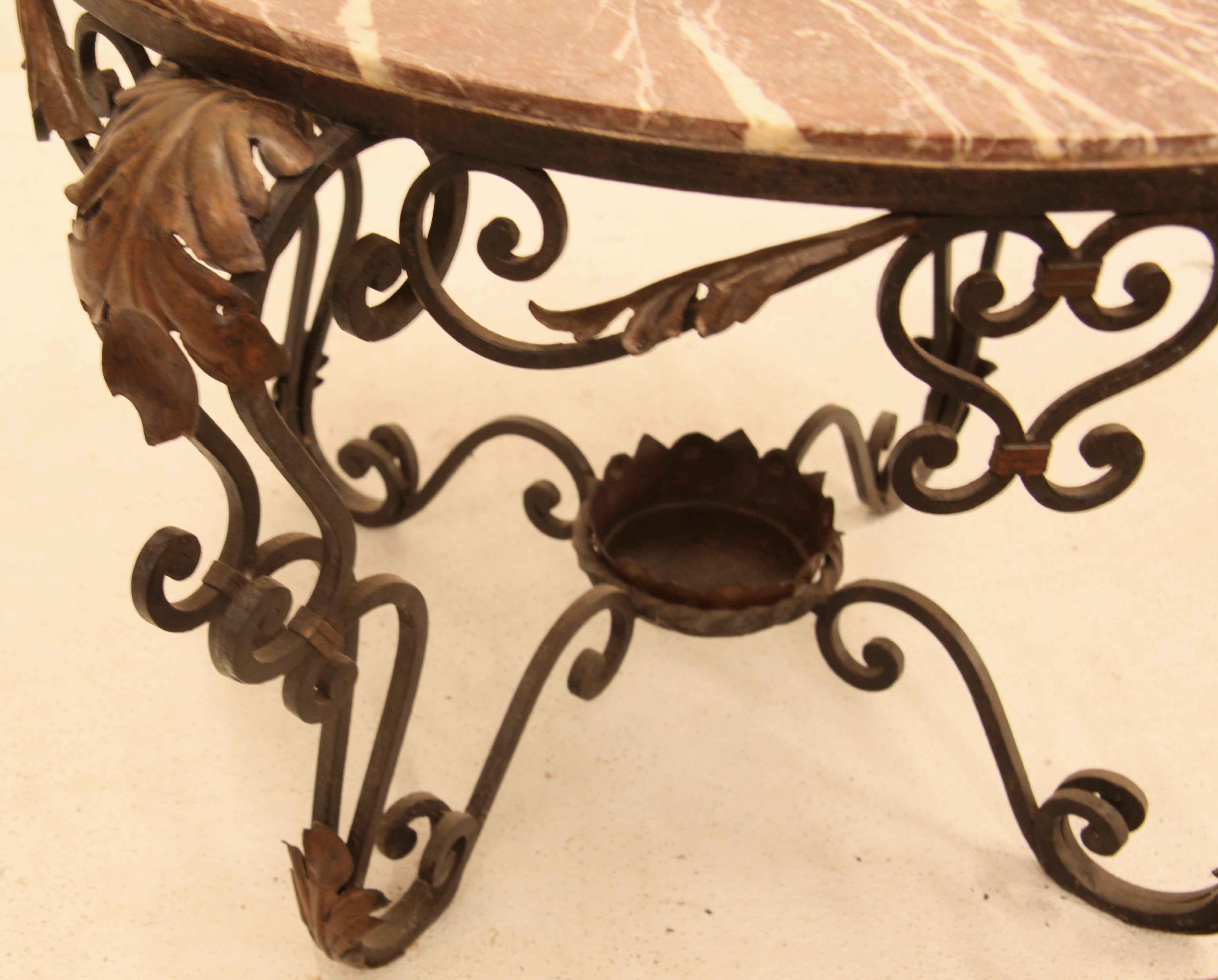 French Marble Top and Steel Table In Good Condition For Sale In Wilson, NC