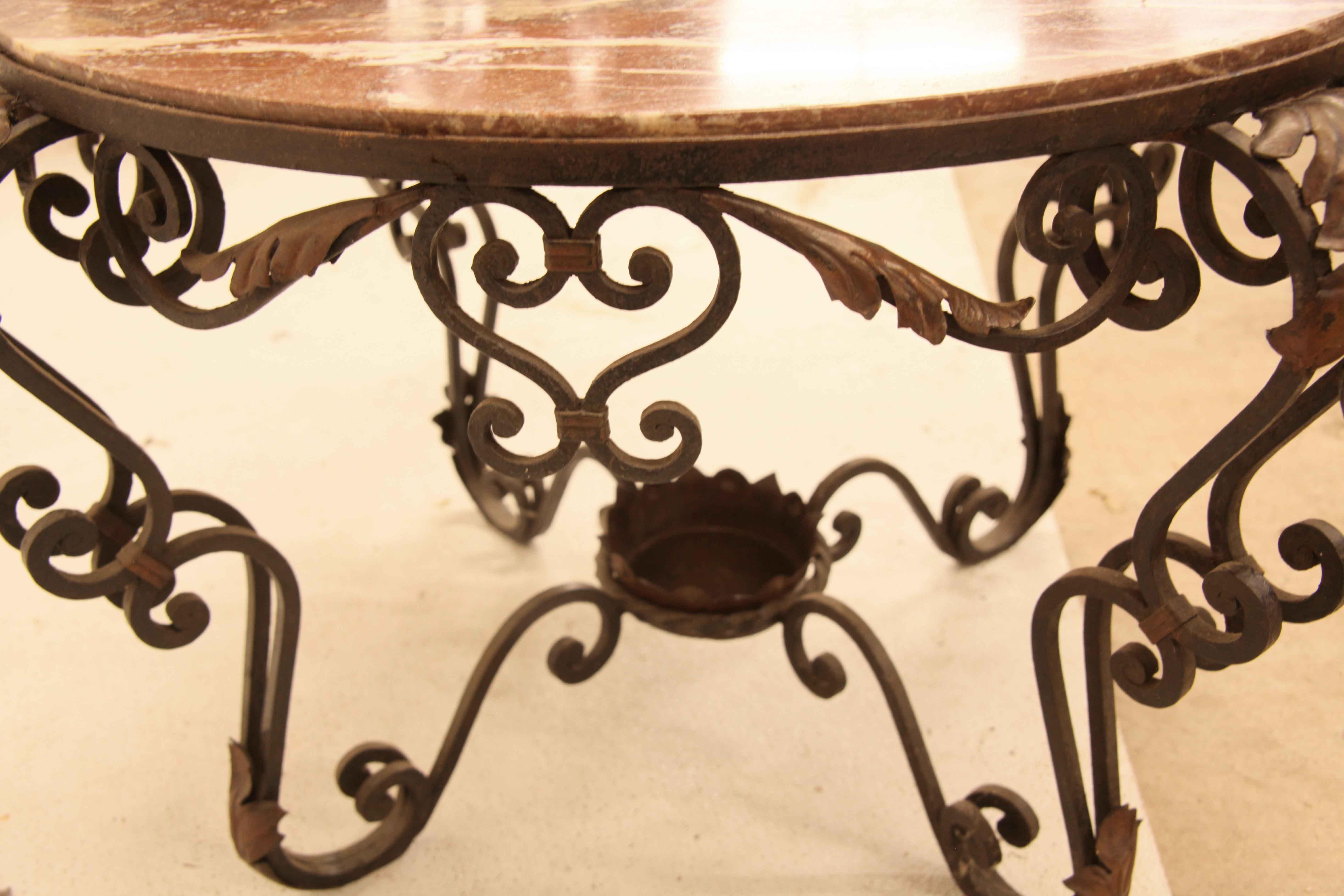 French Marble Top and Steel Table For Sale 2