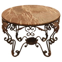 Antique French Marble Top and Steel Table