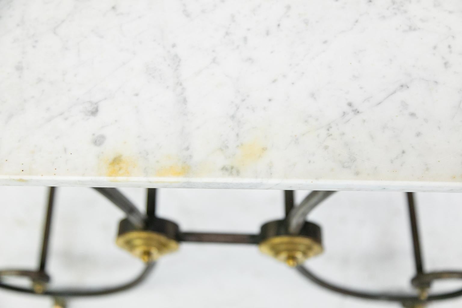 Brass French Marble-Top Baker’s Table