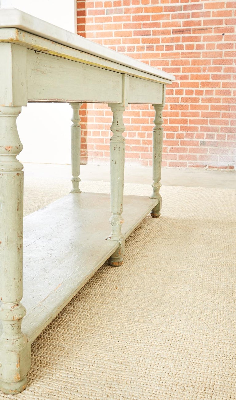 French MarbleTop Bakers Table or Kitchen Island at 1stDibs
