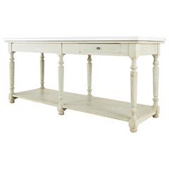 French Marble-Top Bakers Table or Kitchen Island