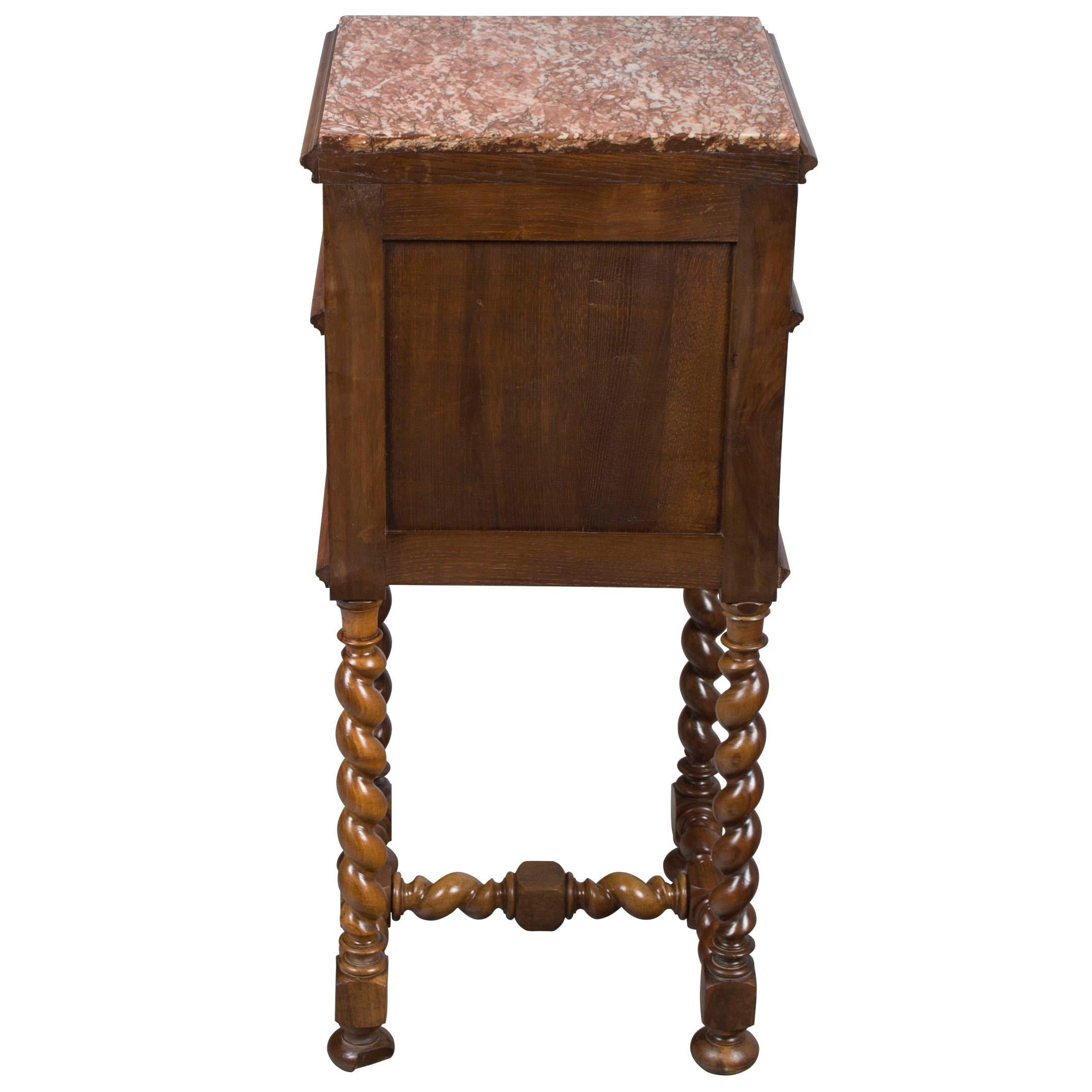 French Marble Top Barley Twist Pot Cupboard Nightstand End Table Cabinet For Sale 4