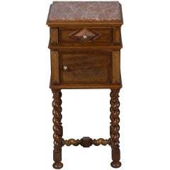 French Marble Top Barley Twist Pot Cupboard Nightstand End Table Cabinet