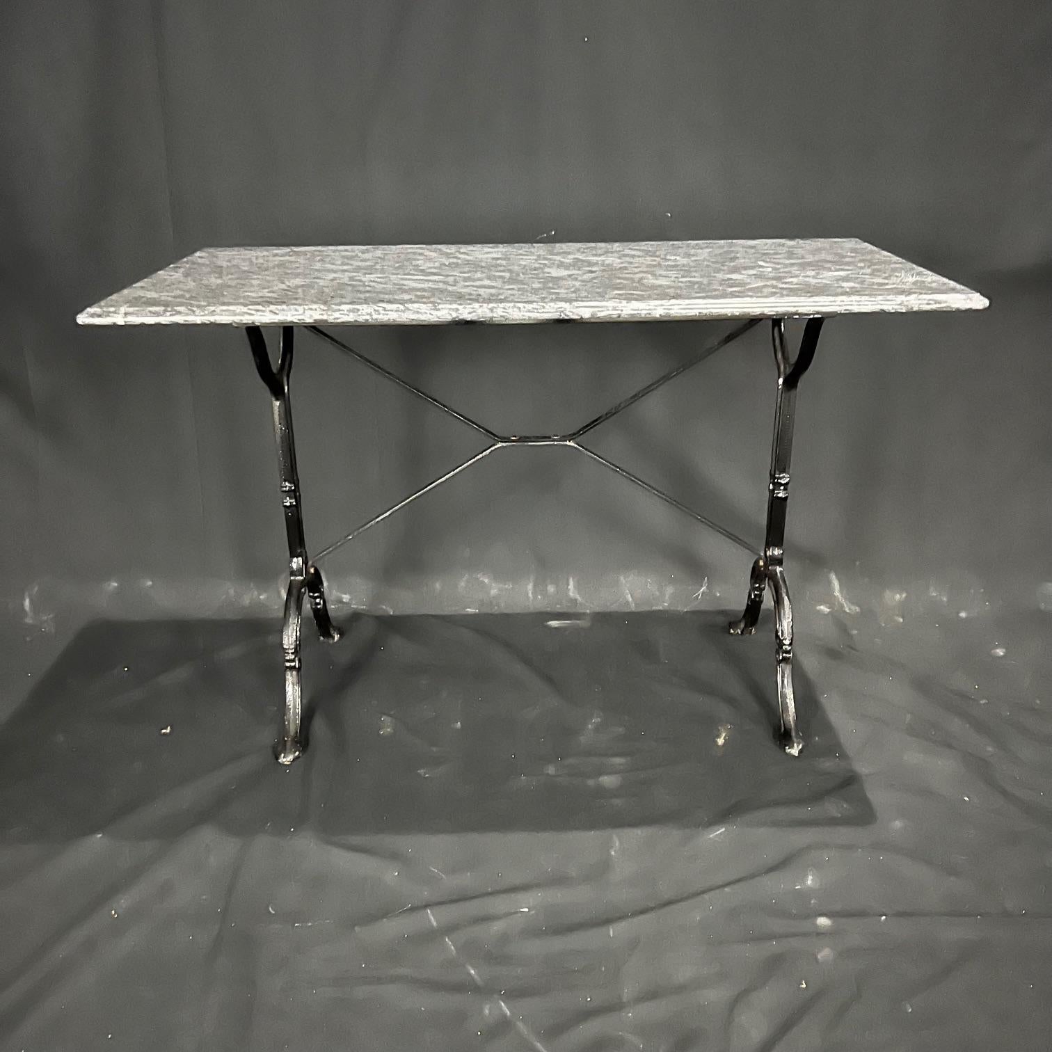 French Marble Top Bistro Cafe Table or Writing Desk In Good Condition For Sale In Hopewell, NJ