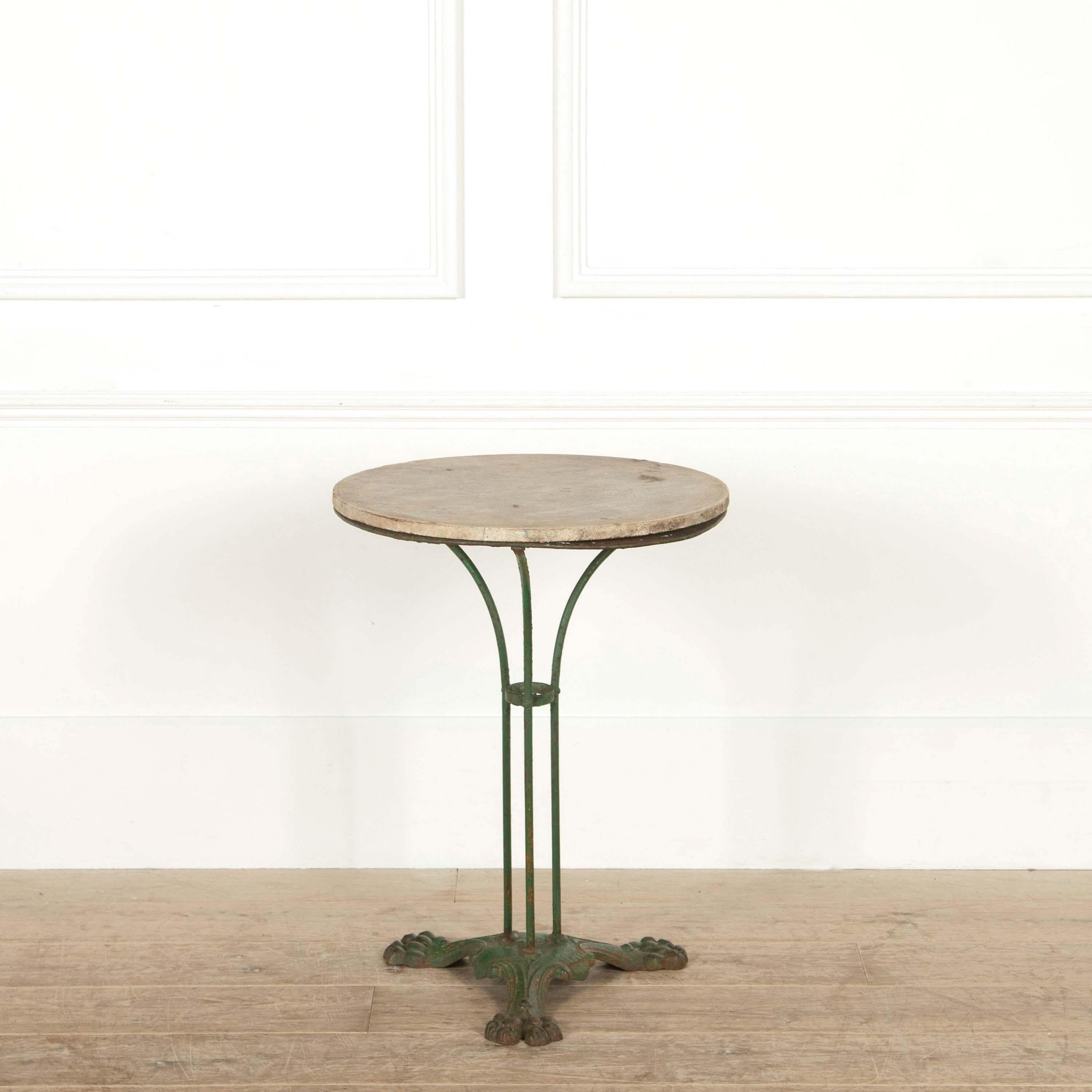 French bistro table, retaining the original white marble with excellent patina throughout the table.