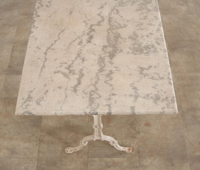Cast French Marble Top Bistro Table For Sale