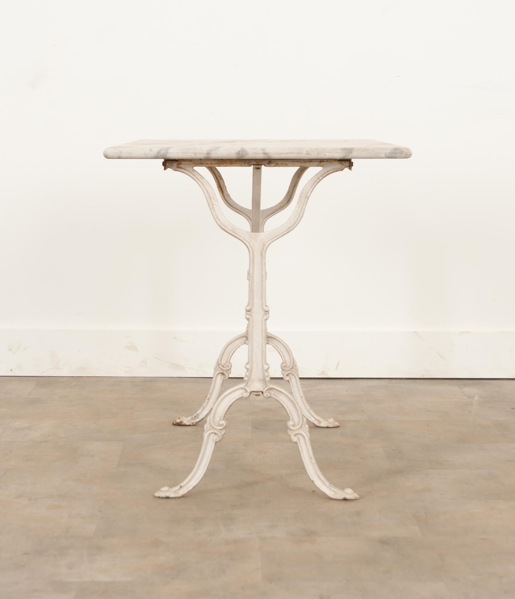Metal French Marble Top Bistro Table