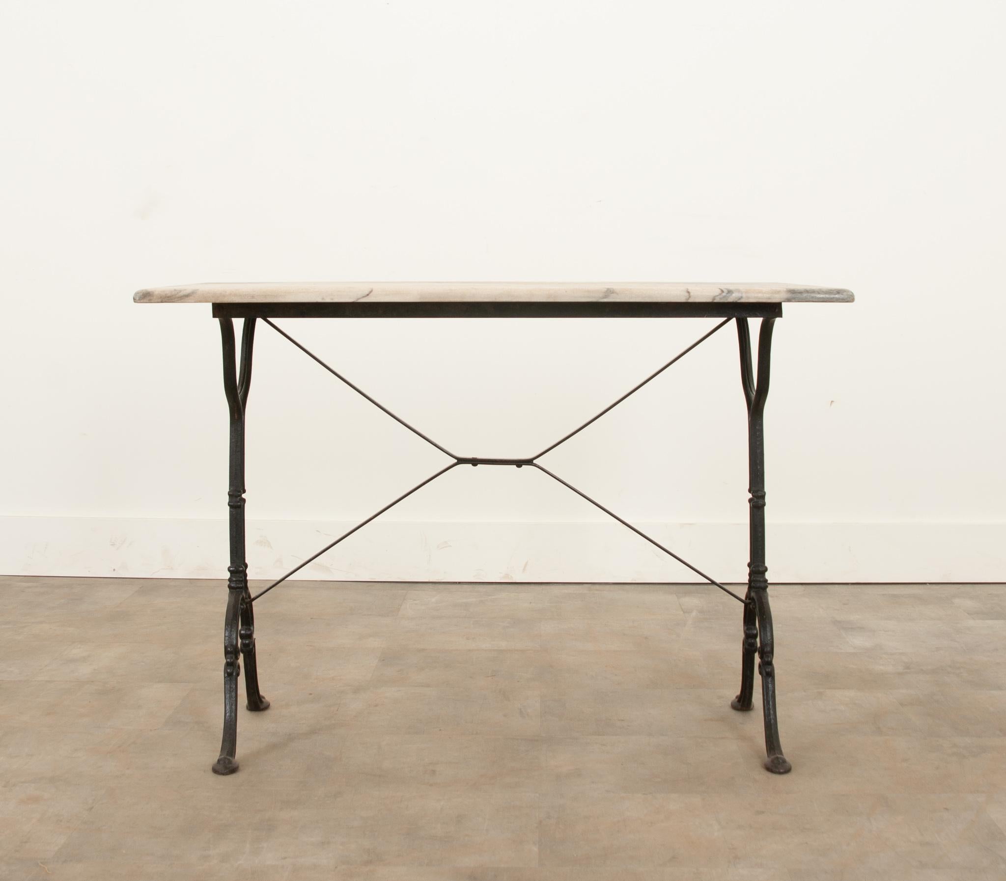 Metal French Marble Top Bistro Table