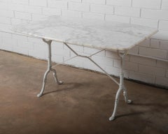 French Marble-Top Bistro Table with Cast Iron Base