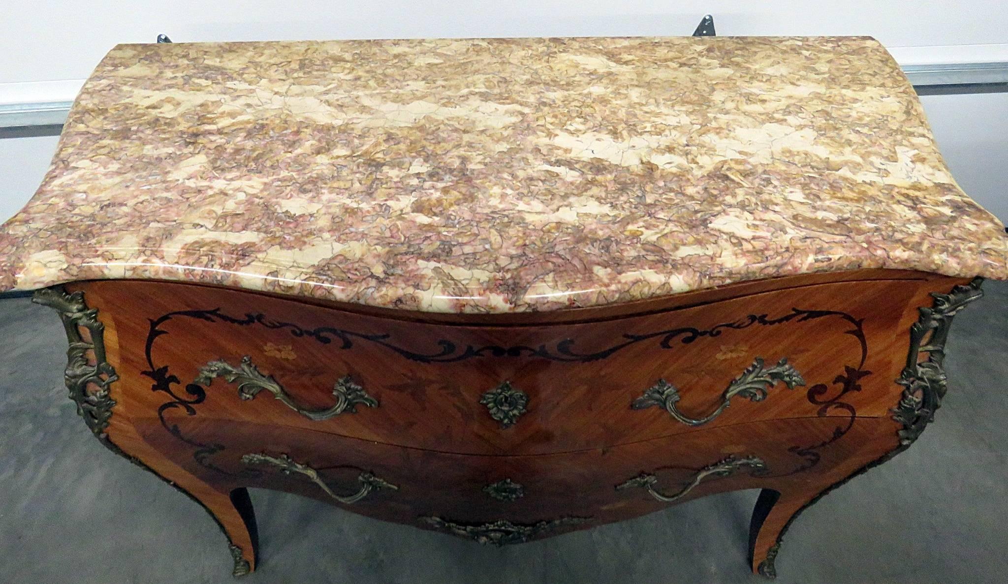 Inlay French Marble-Top Bombay Commode