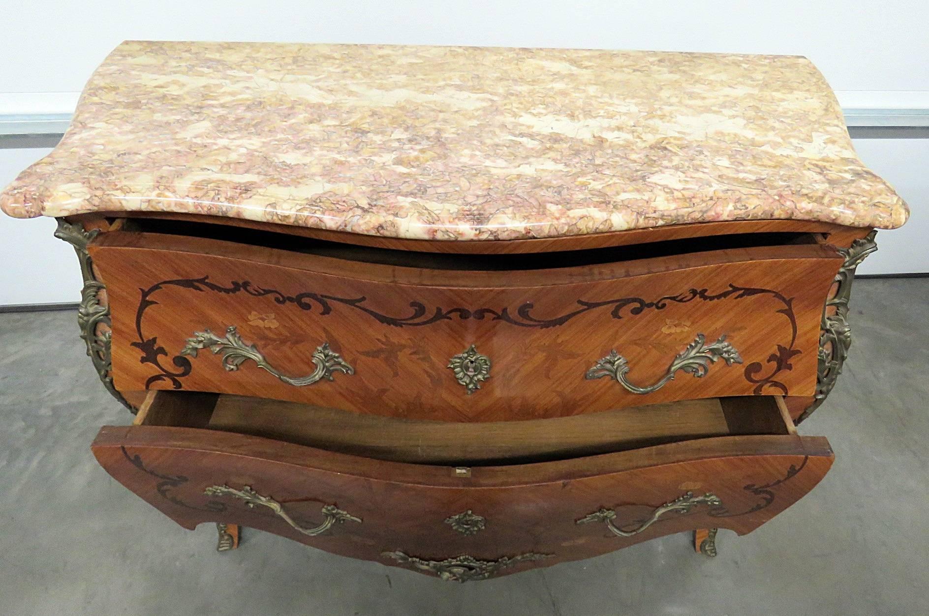 20th Century French Marble-Top Bombay Commode