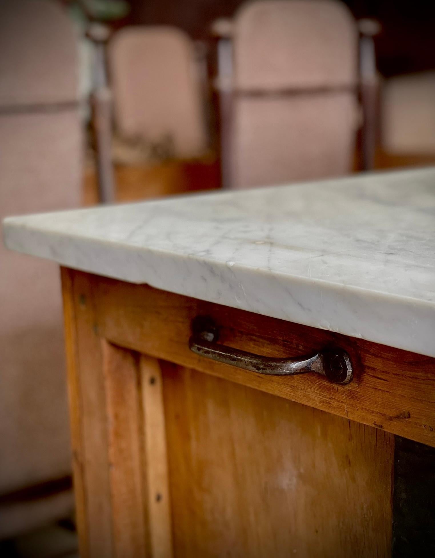 French Marble Top Boulangerie, Baker’s Cabinet, Island 5