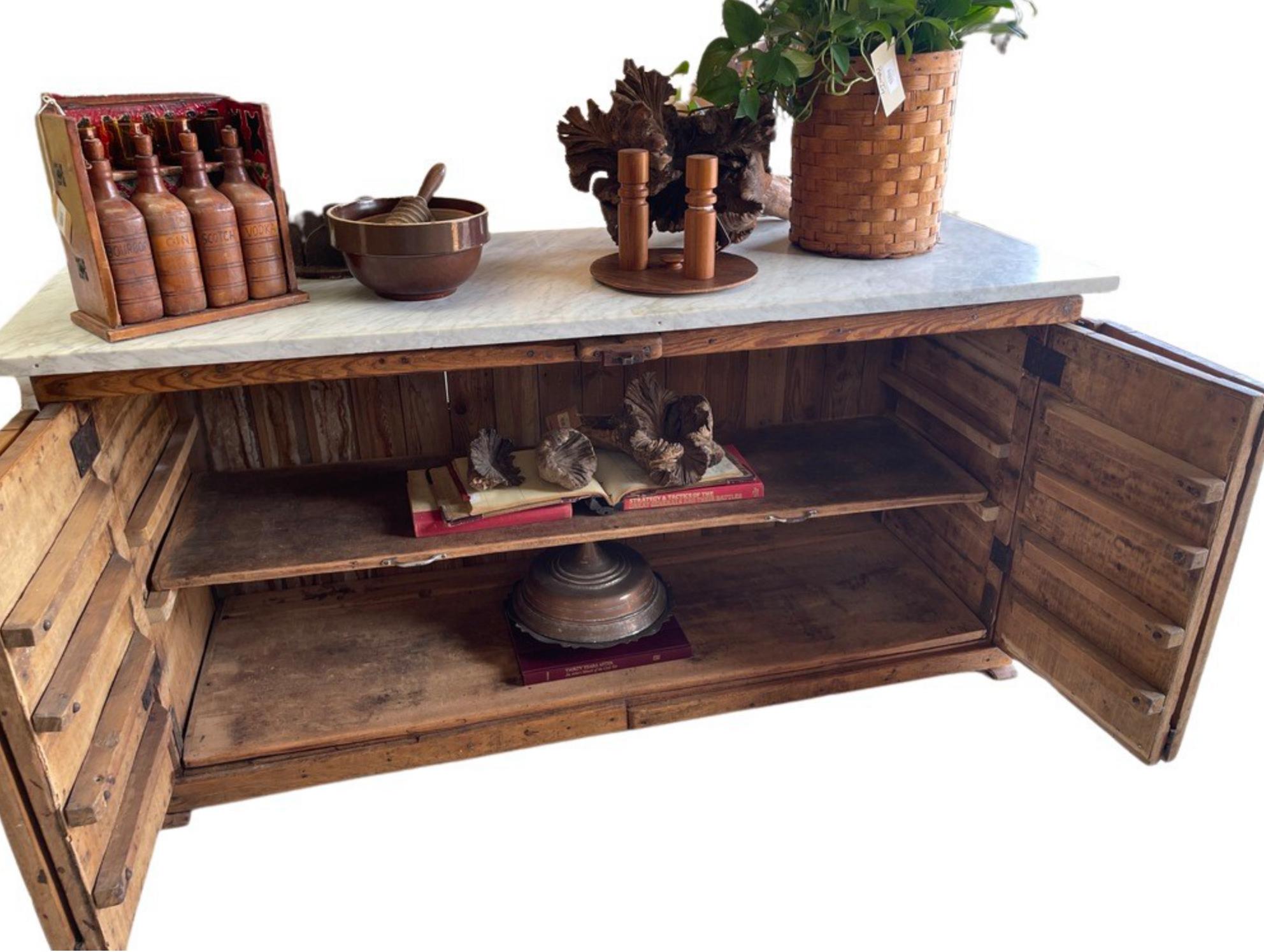 French Marble Top Boulangerie, Baker’s Cabinet, Island 9