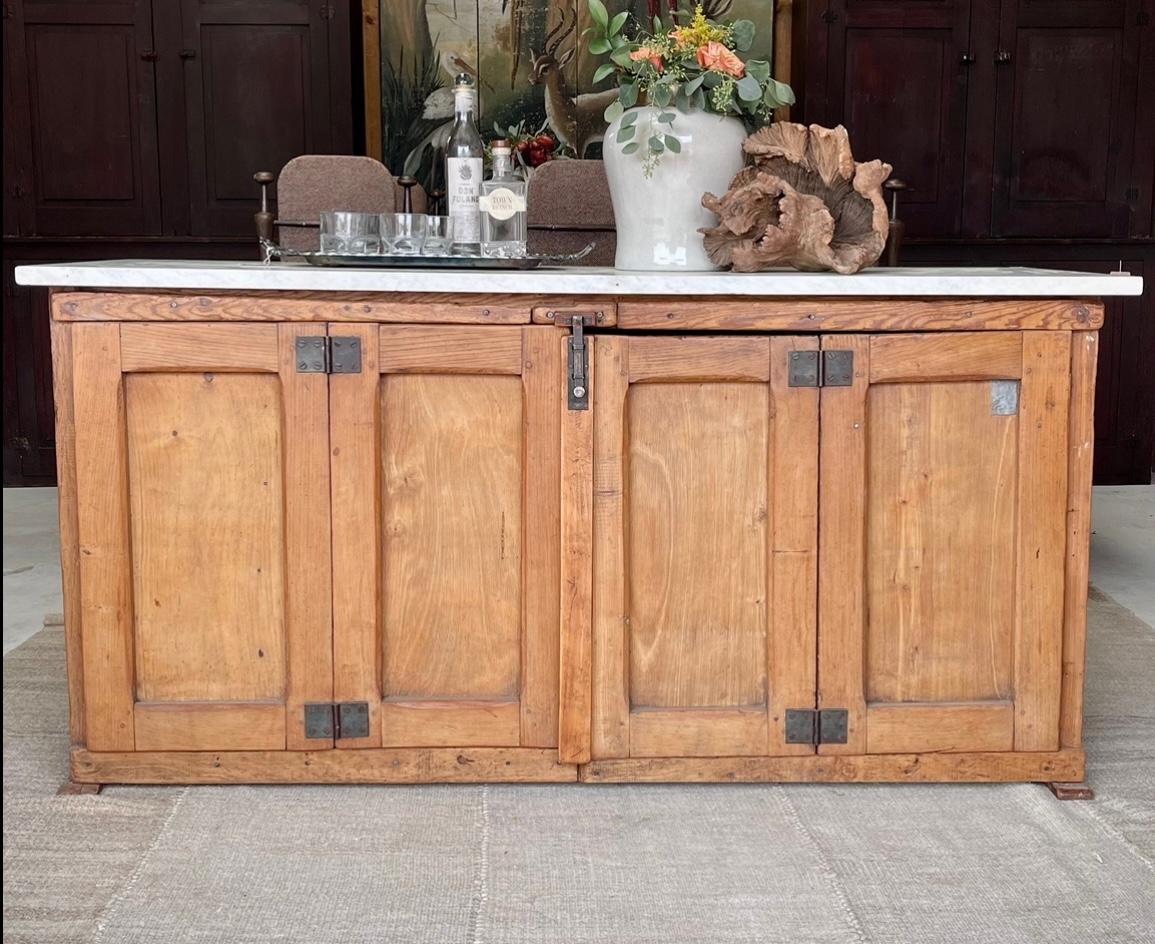 French Marble Top Boulangerie, Baker’s Cabinet, Island 11