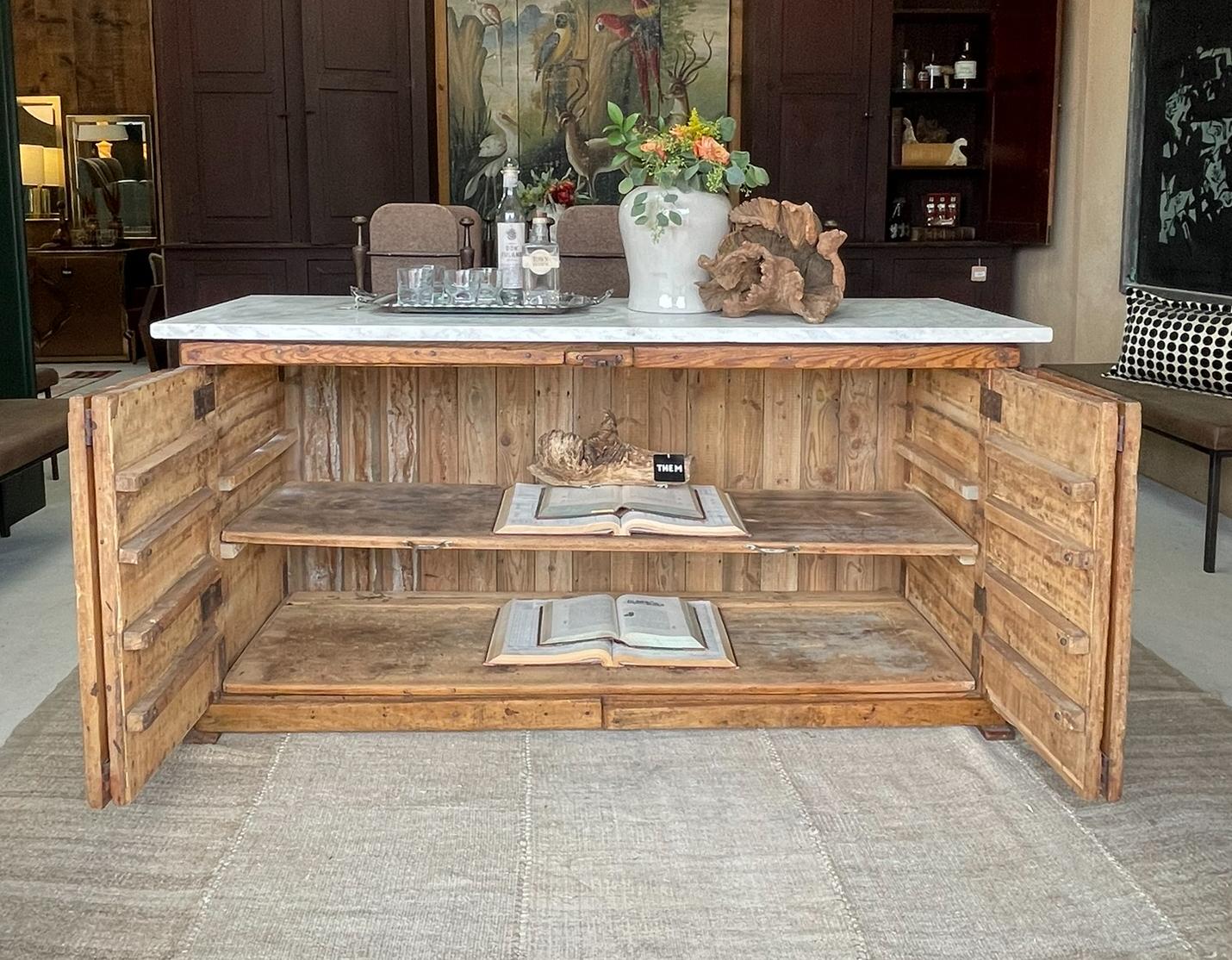 French Marble Top Boulangerie, Baker’s Cabinet, Island 1
