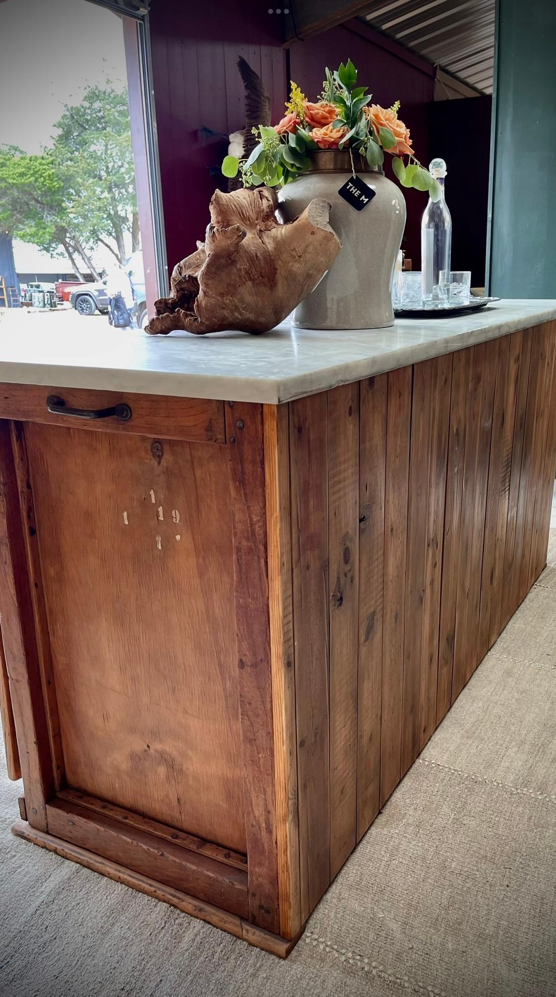 French Marble Top Boulangerie, Baker’s Cabinet, Island 3