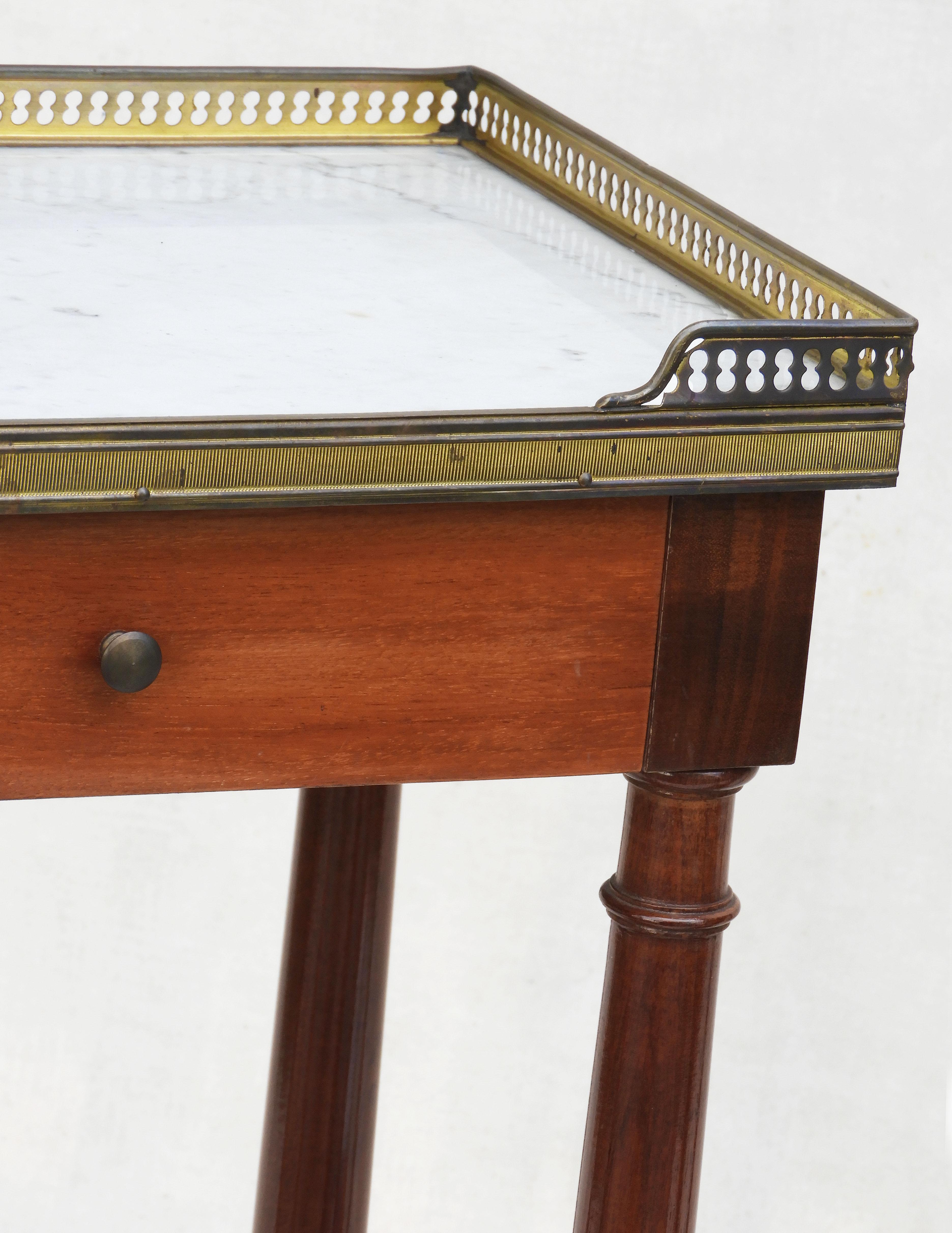 Pair of French Marble Top Brass Galleried Nightstands/Side Tables France C1960 For Sale 9