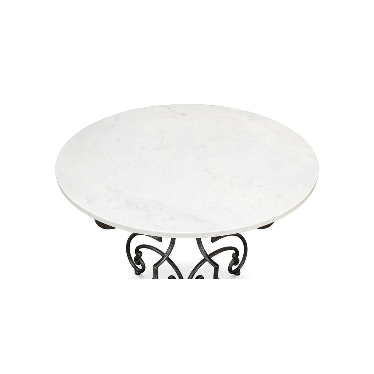 Asian French Marble Top Brasserie Table For Sale