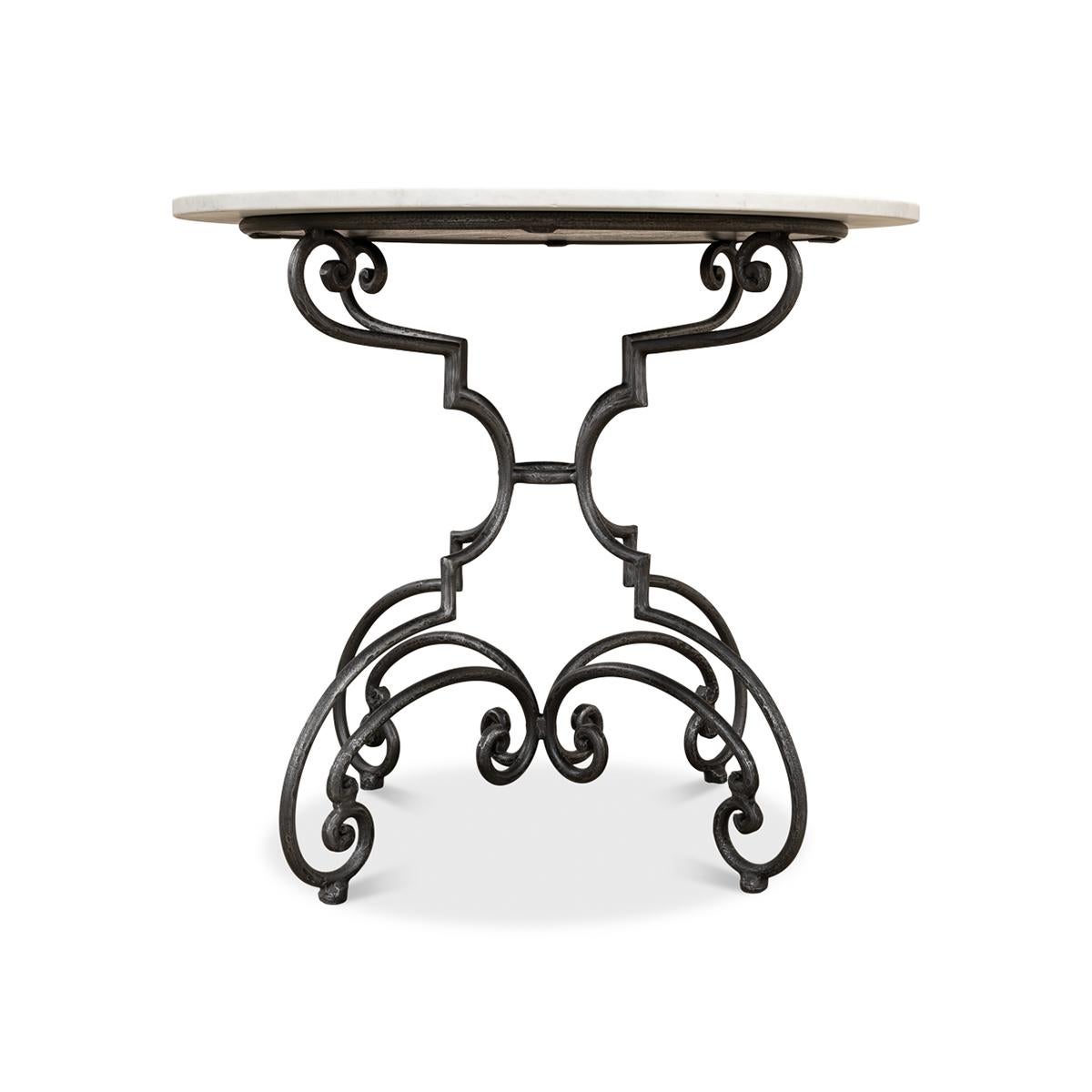 Contemporary French Marble Top Brasserie Table For Sale