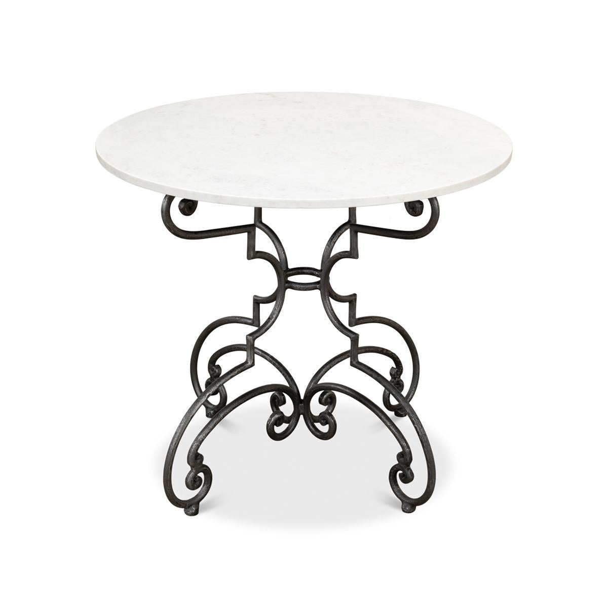 Iron French Marble Top Brasserie Table For Sale