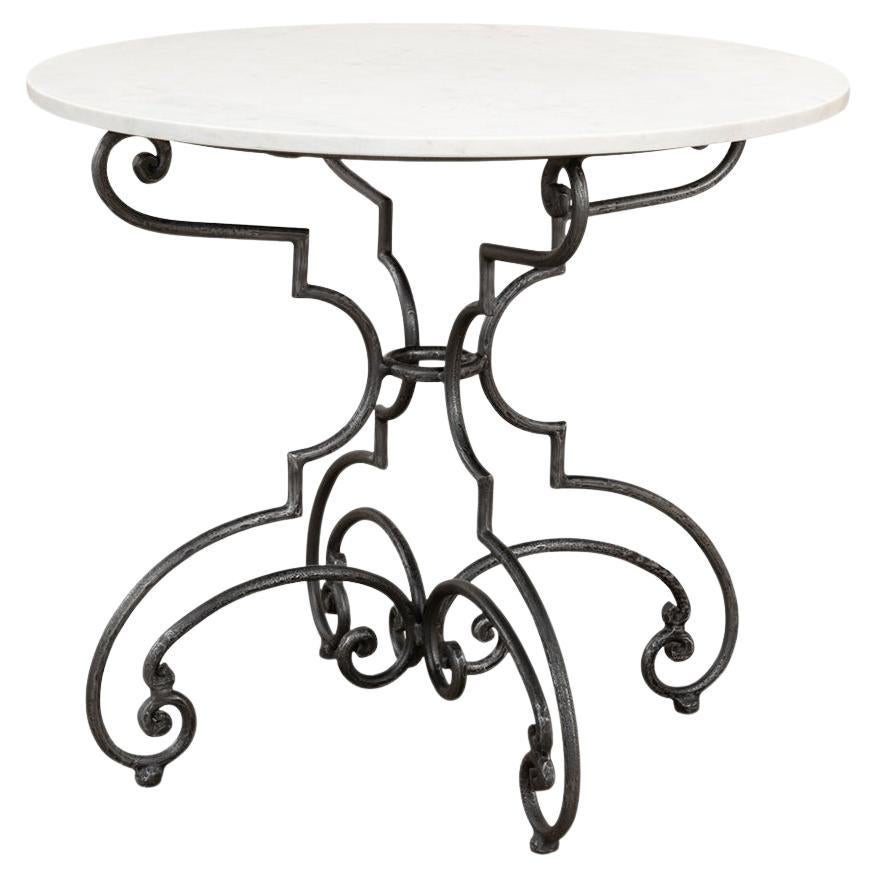 French Marble Top Brasserie Table For Sale