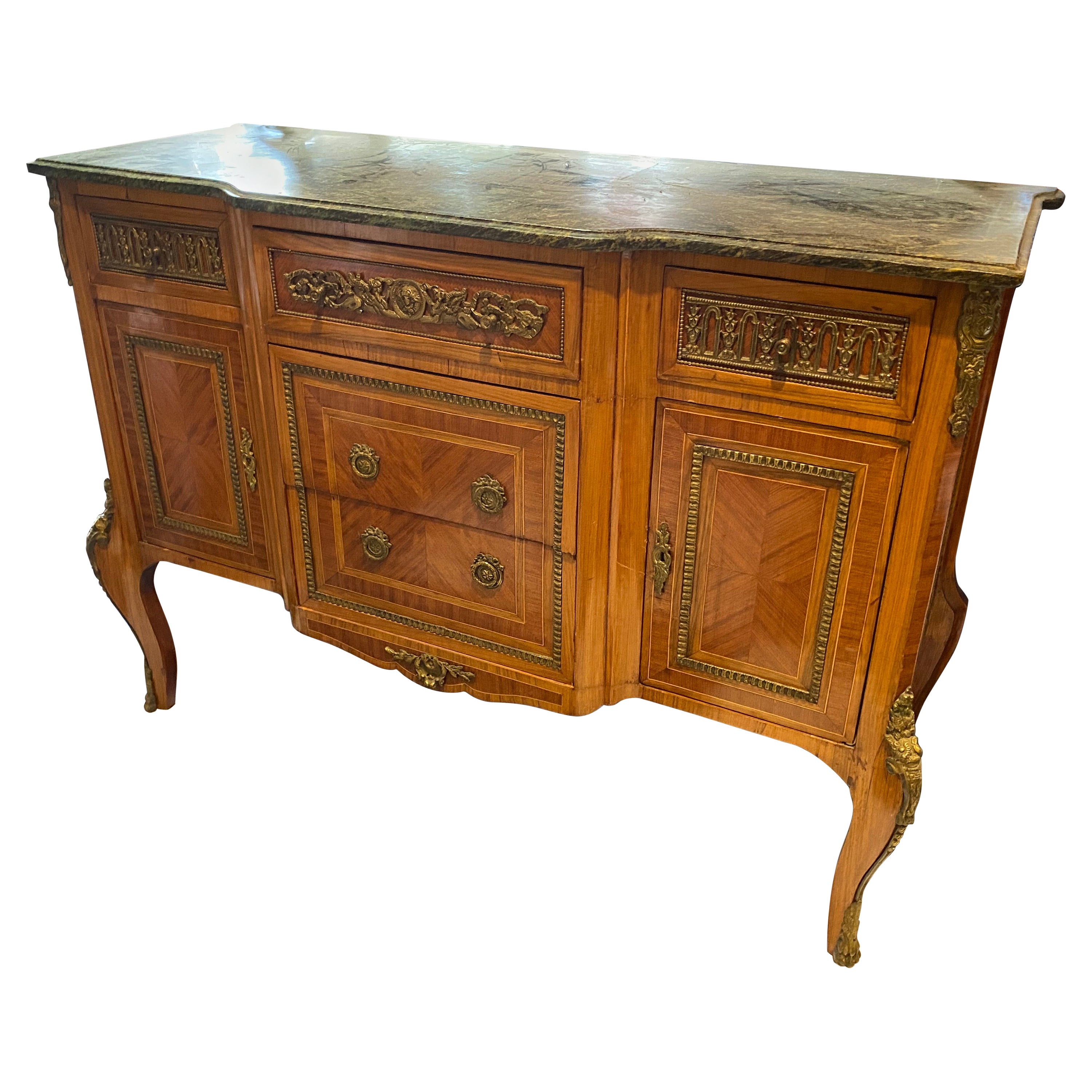 French marble top Breakfront Side Board