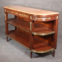 Französische Marmorplatte und bronzebeschlagenes Louis XVI Sideboard mit offenem Regal Buffet