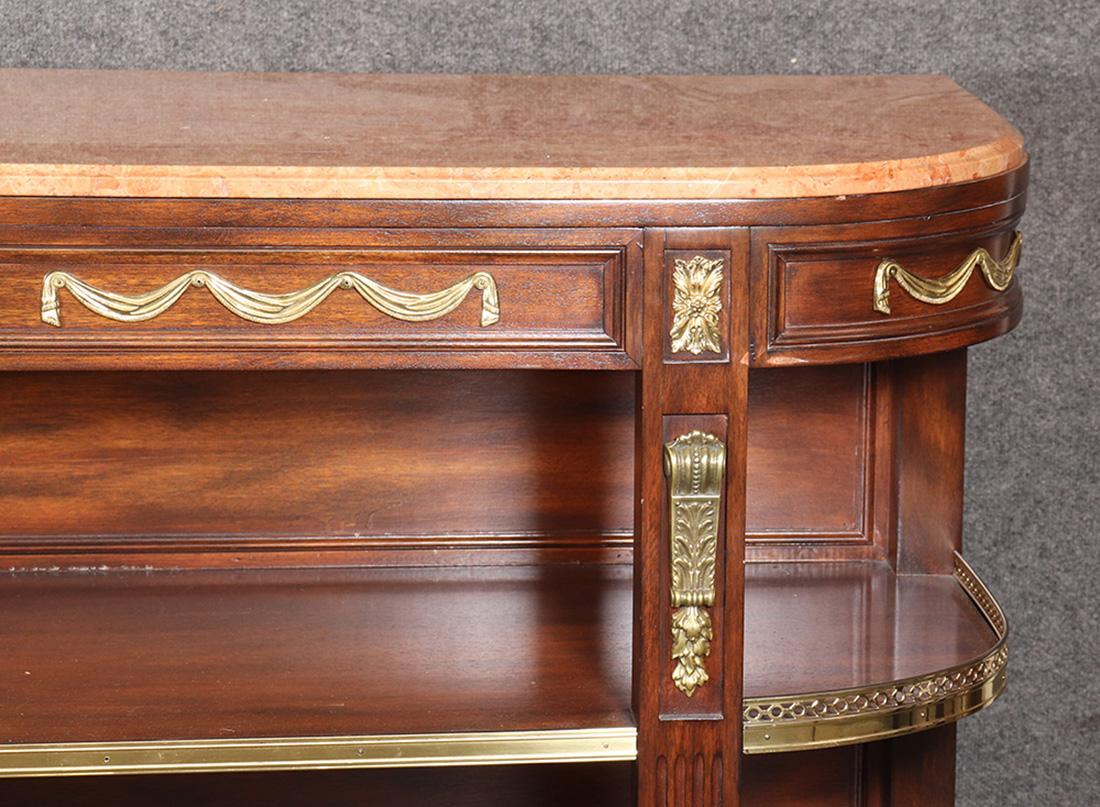 Griotte Marble French Marble Top and Bronze Mounted Louis XVI Open Shelf Sideboard Buffet