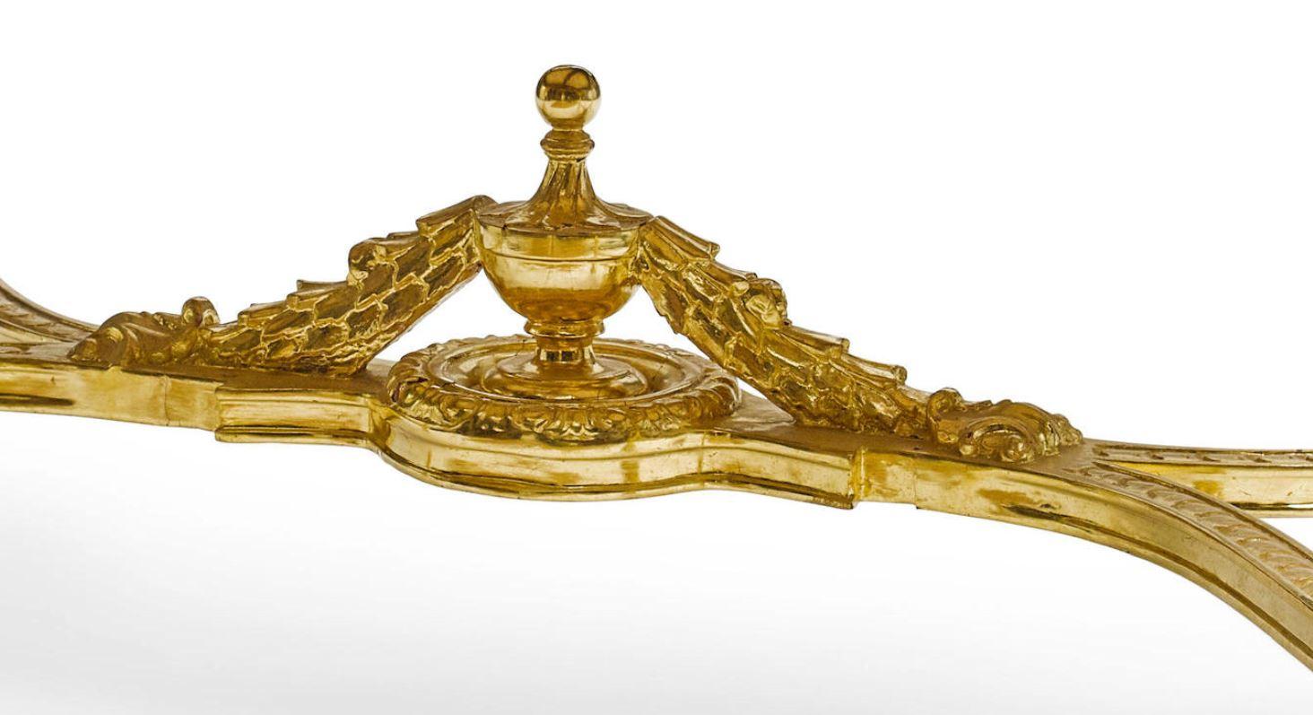 20th Century French Marble-Top Carved Gold Leafed Console Table