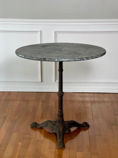 French Marble Top Cast Iron Base Round Bistro Table, Early 20th Century