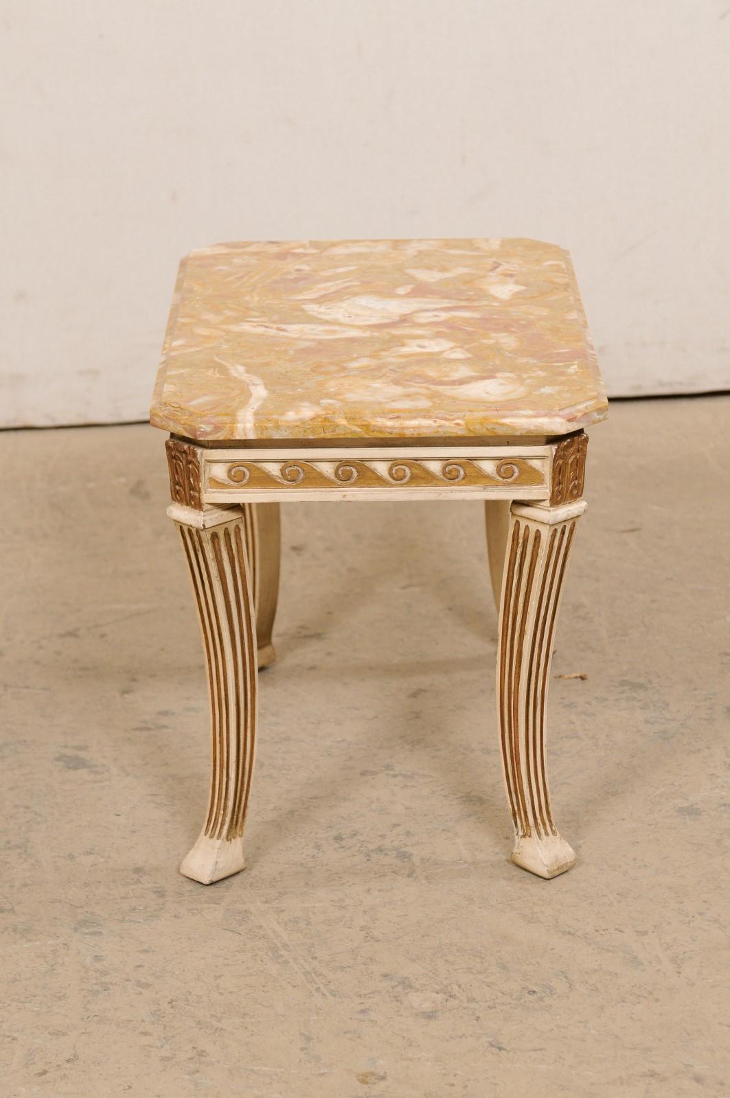 French Drinks Table with Unusual Marble Top and Vitruvian Scroll Pattern For Sale 4