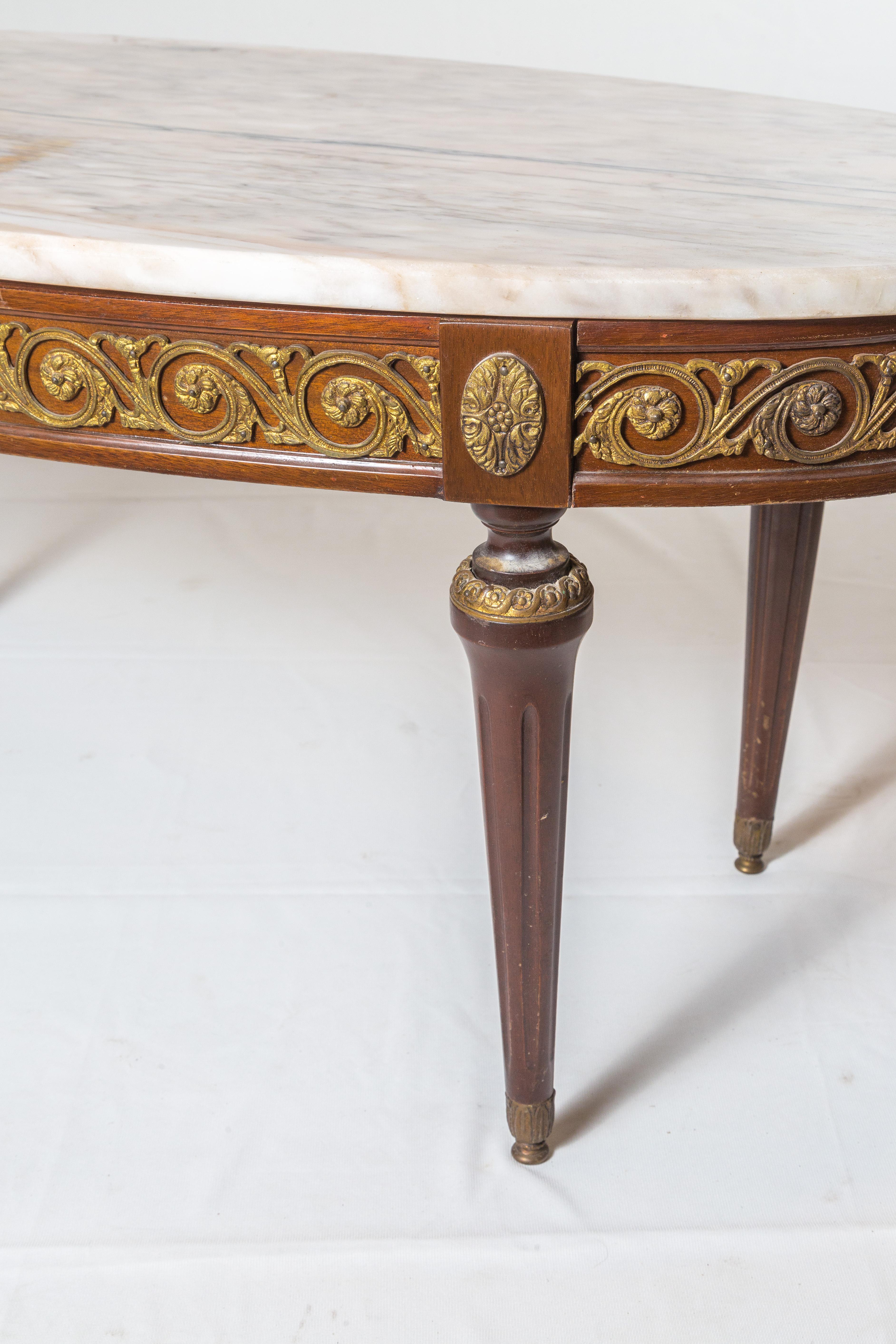 Louis XIV French Marble-Top Coffee Table