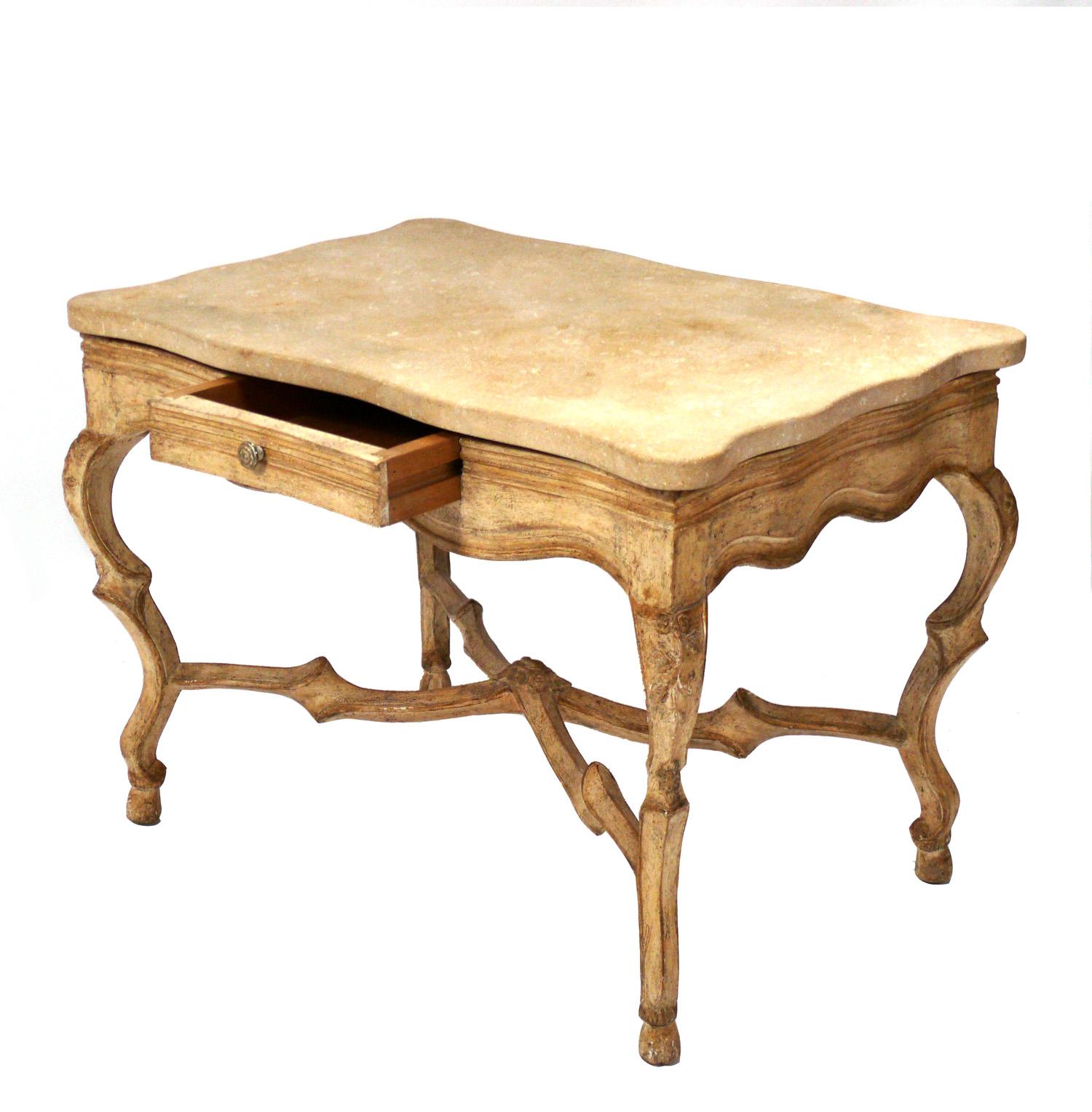 Stile provenzale Tavolo consolle con piano in marmo francese Bar o scrivania in vendita