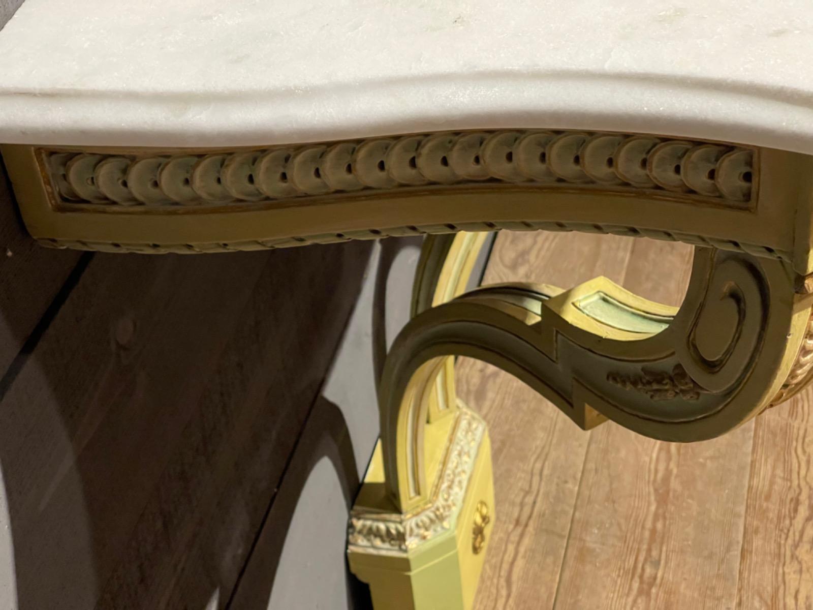 20th Century French Marble Top Console Table For Sale