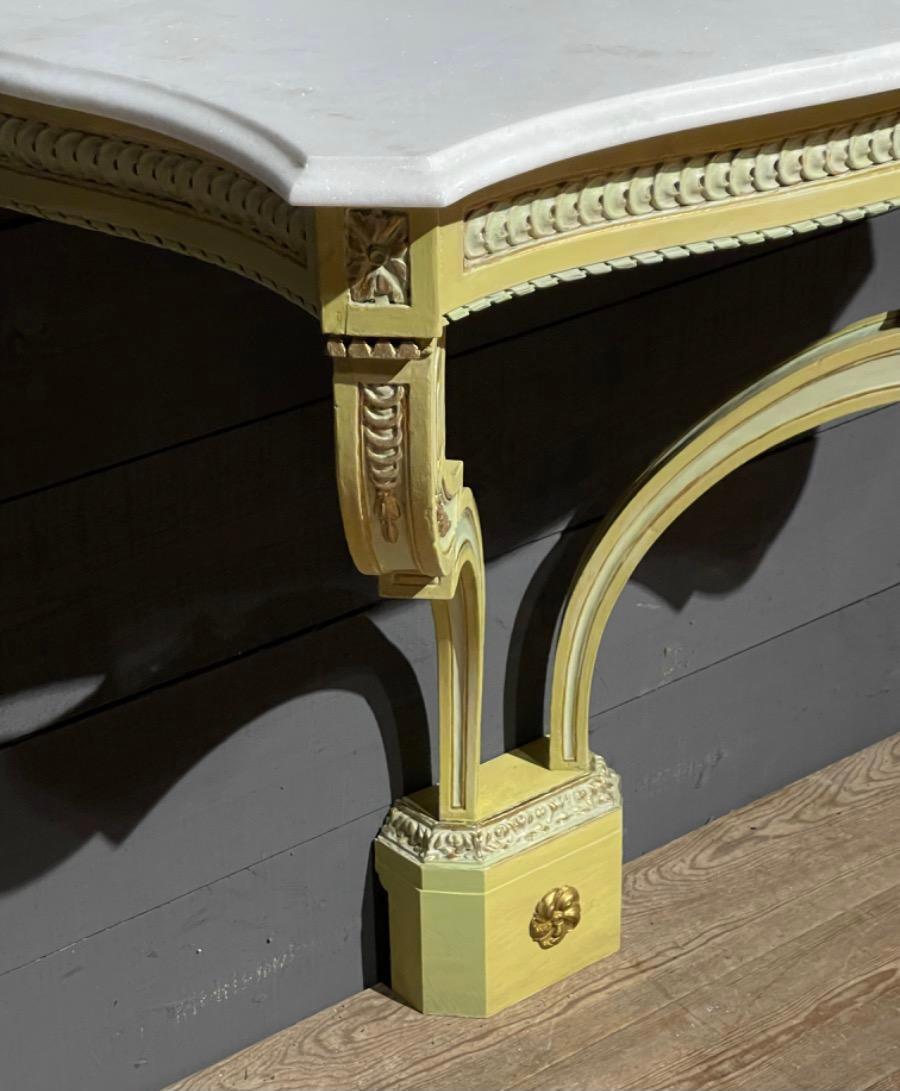 French Marble Top Console Table For Sale 1