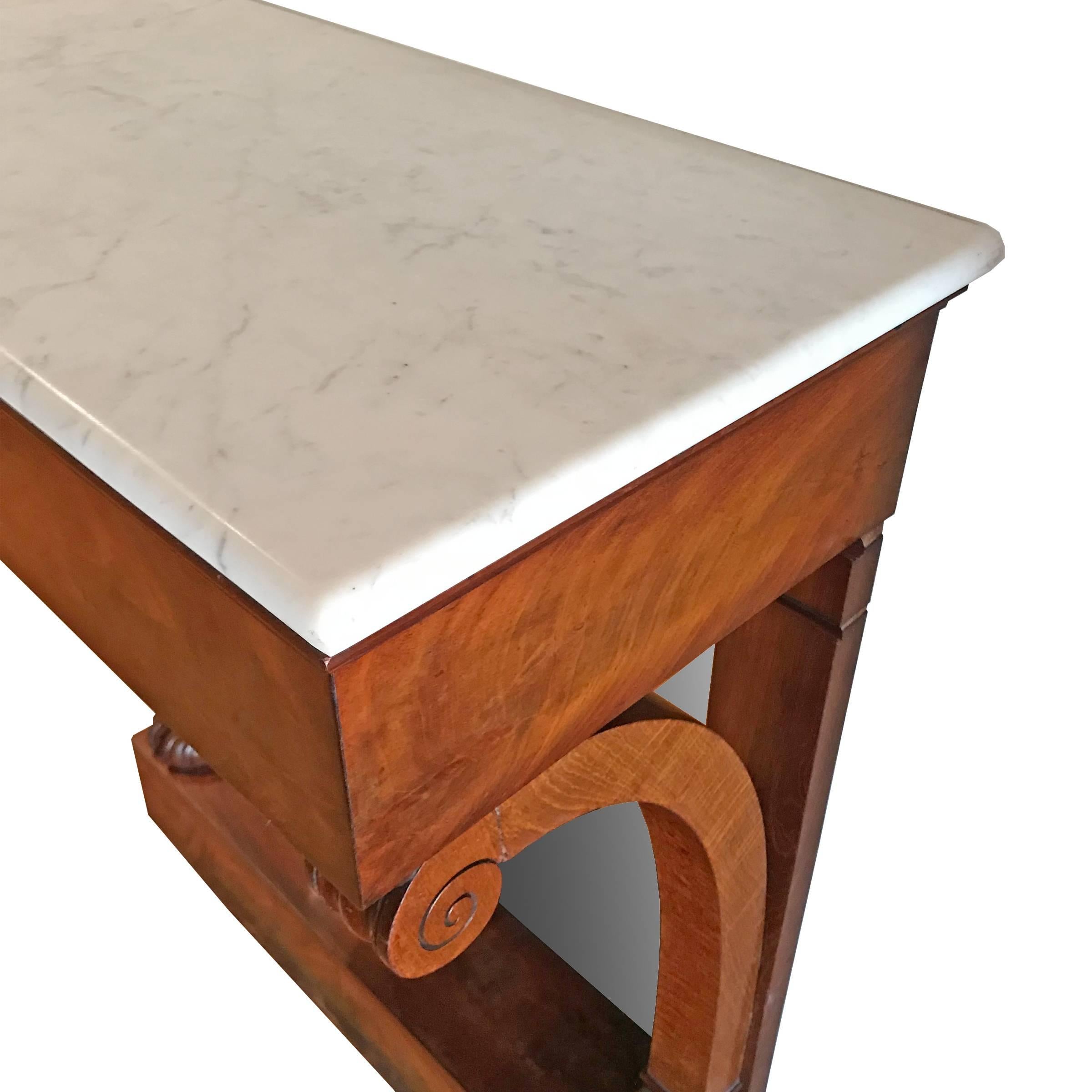 Mirror French Marble-Top Console Table