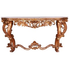 Antique French Marble-Top Console Table