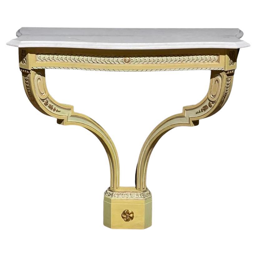 French Marble Top Console Table For Sale