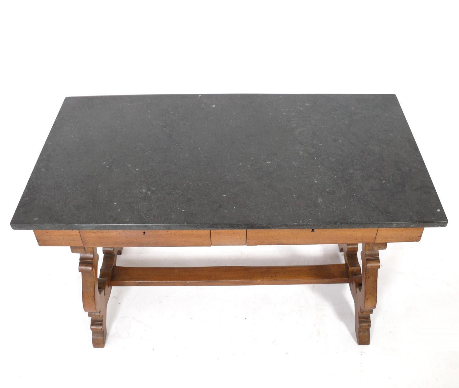 Rustic French Marble Top Desk 
