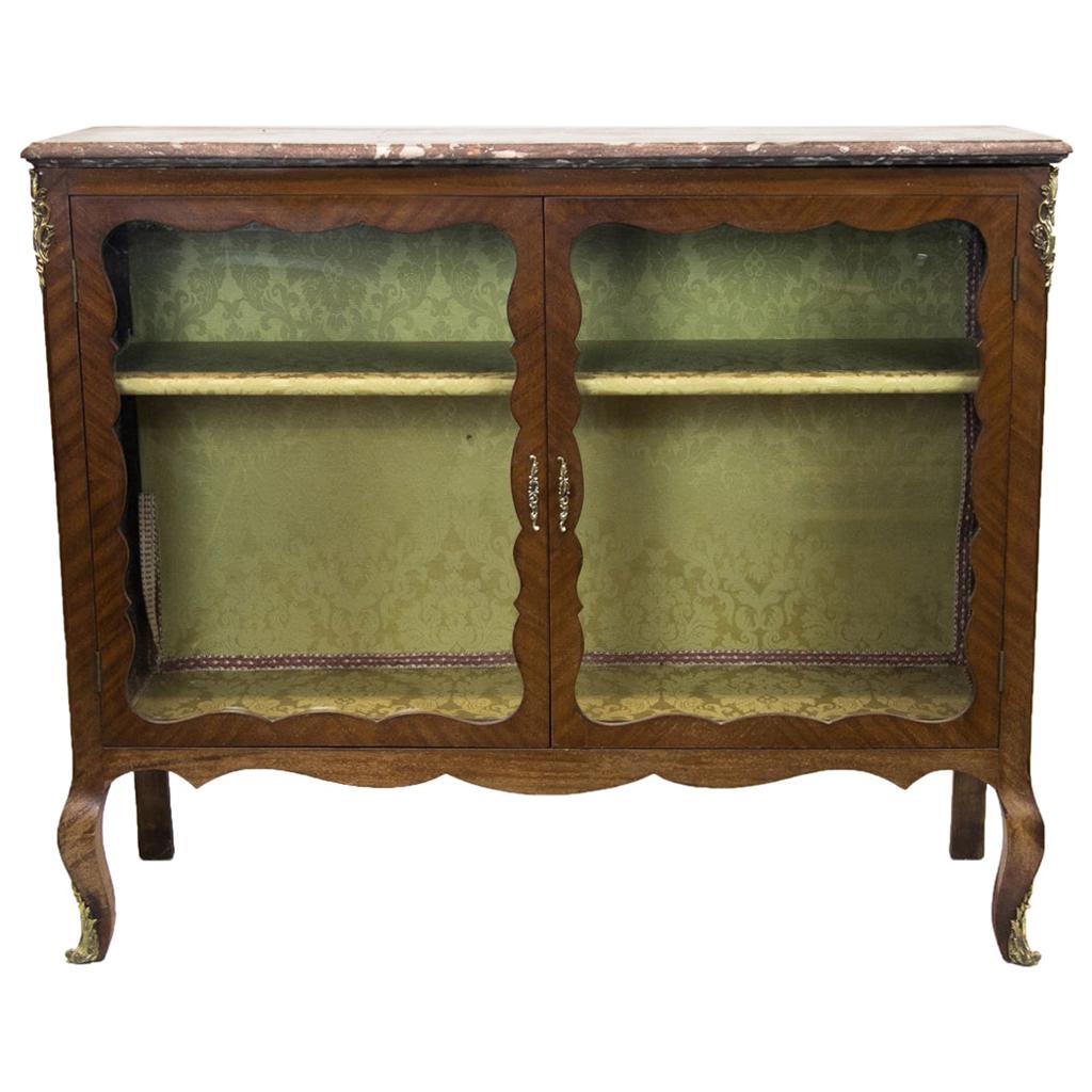 French Marble-Top Display/Bookcase