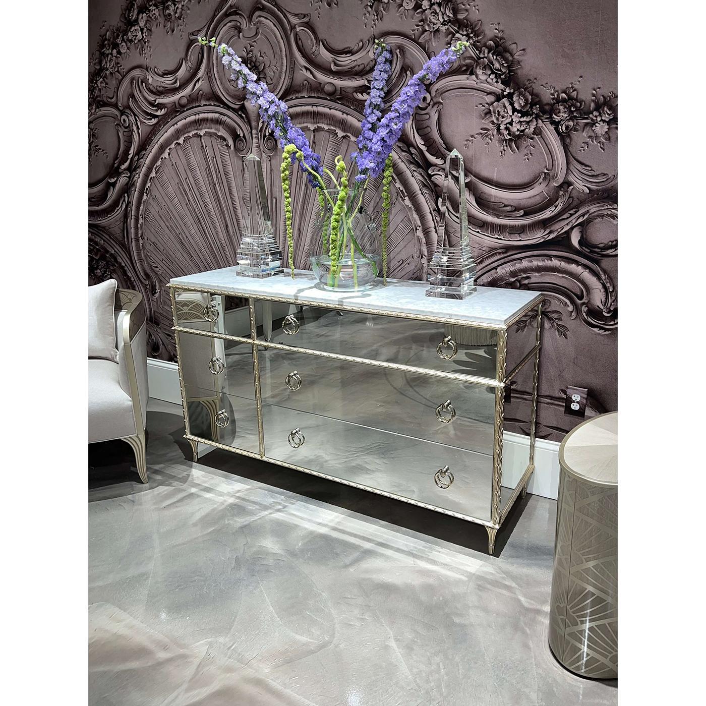 Contemporary French Marble Top Dresser - Gold For Sale