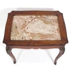 French Marble Top End Table with Bronze Mounts Louis XV Style