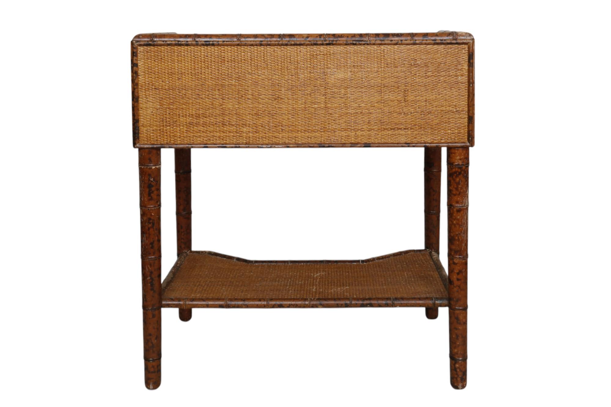 French Marble Top Faux Bamboo Side Table In Good Condition For Sale In Bradenton, FL