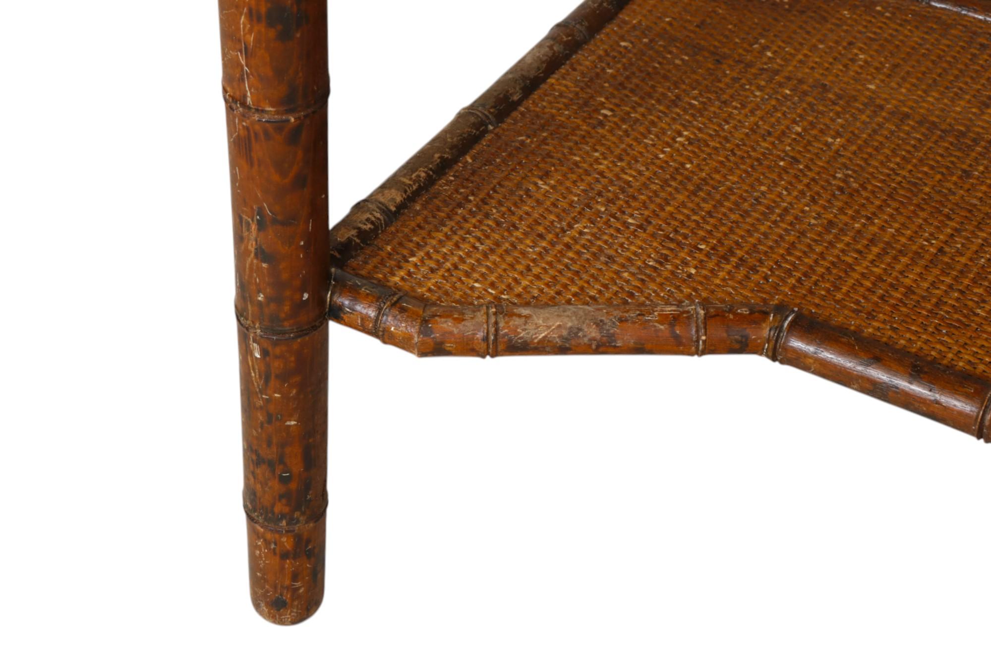 French Marble Top Faux Bamboo Side Table For Sale 3