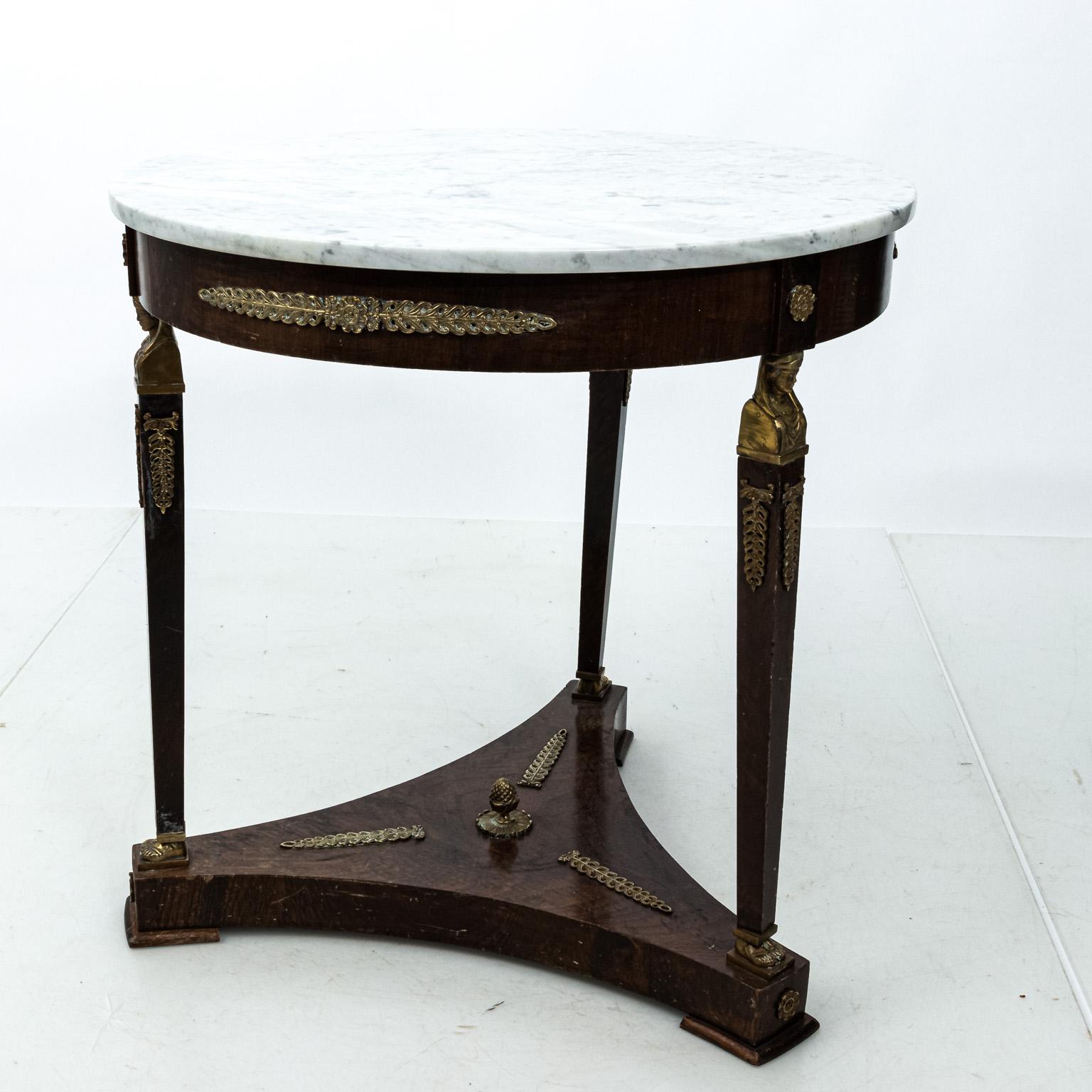 20th Century French Marble-Top Gueridon Table