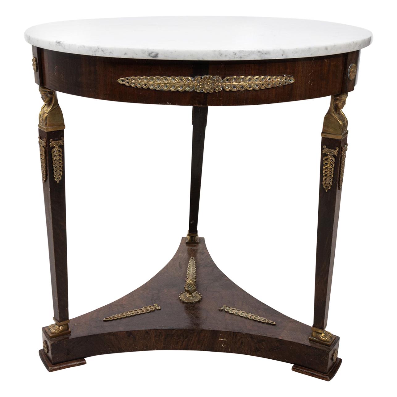 French Marble-Top Gueridon Table