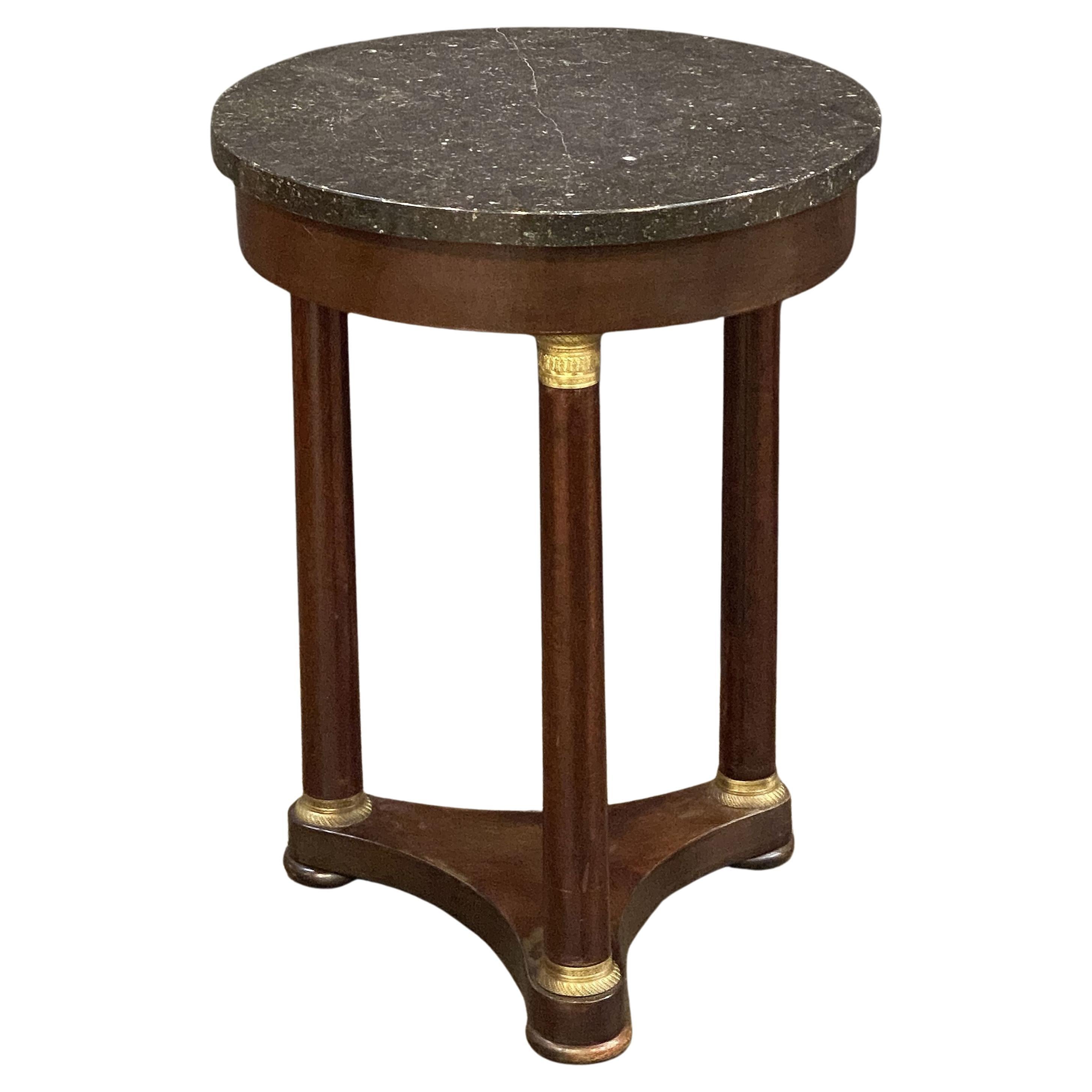 French Marble-Top Gueridon Table or Guéridon in the Empire Style For Sale