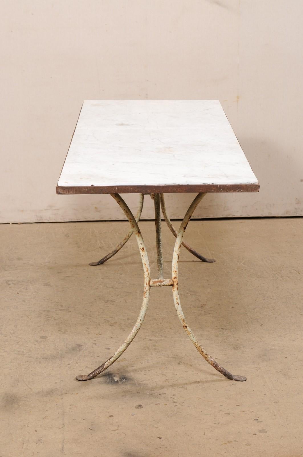French Marble Top & Iron Base Table, 19th Century 7