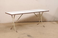 French Marble Top & Iron Base Table, 19th Century